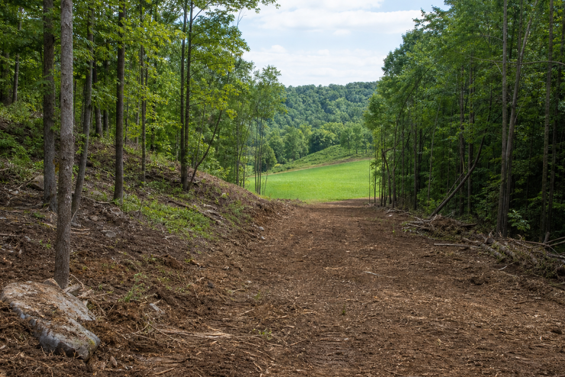 Cleared trail and food-plot edge on hunting property