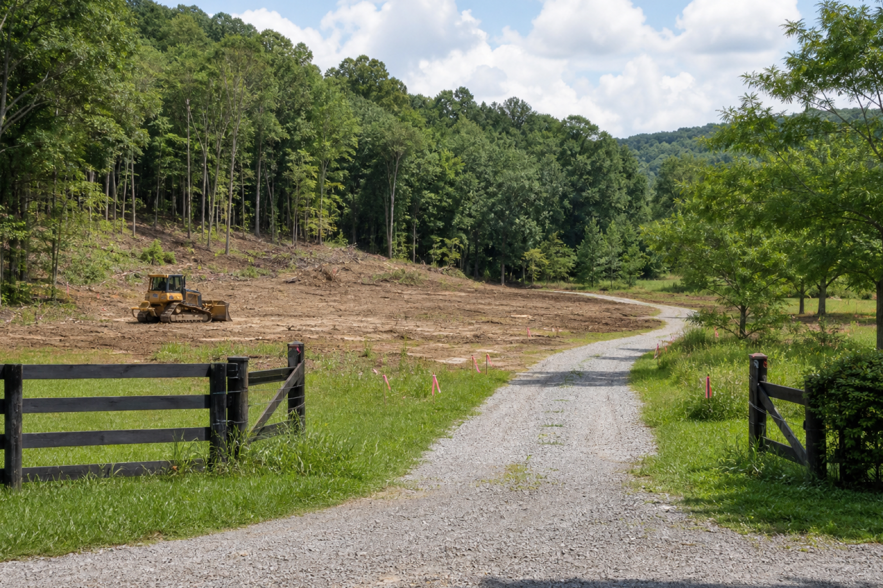 Rural property being planned and marked for land clearing