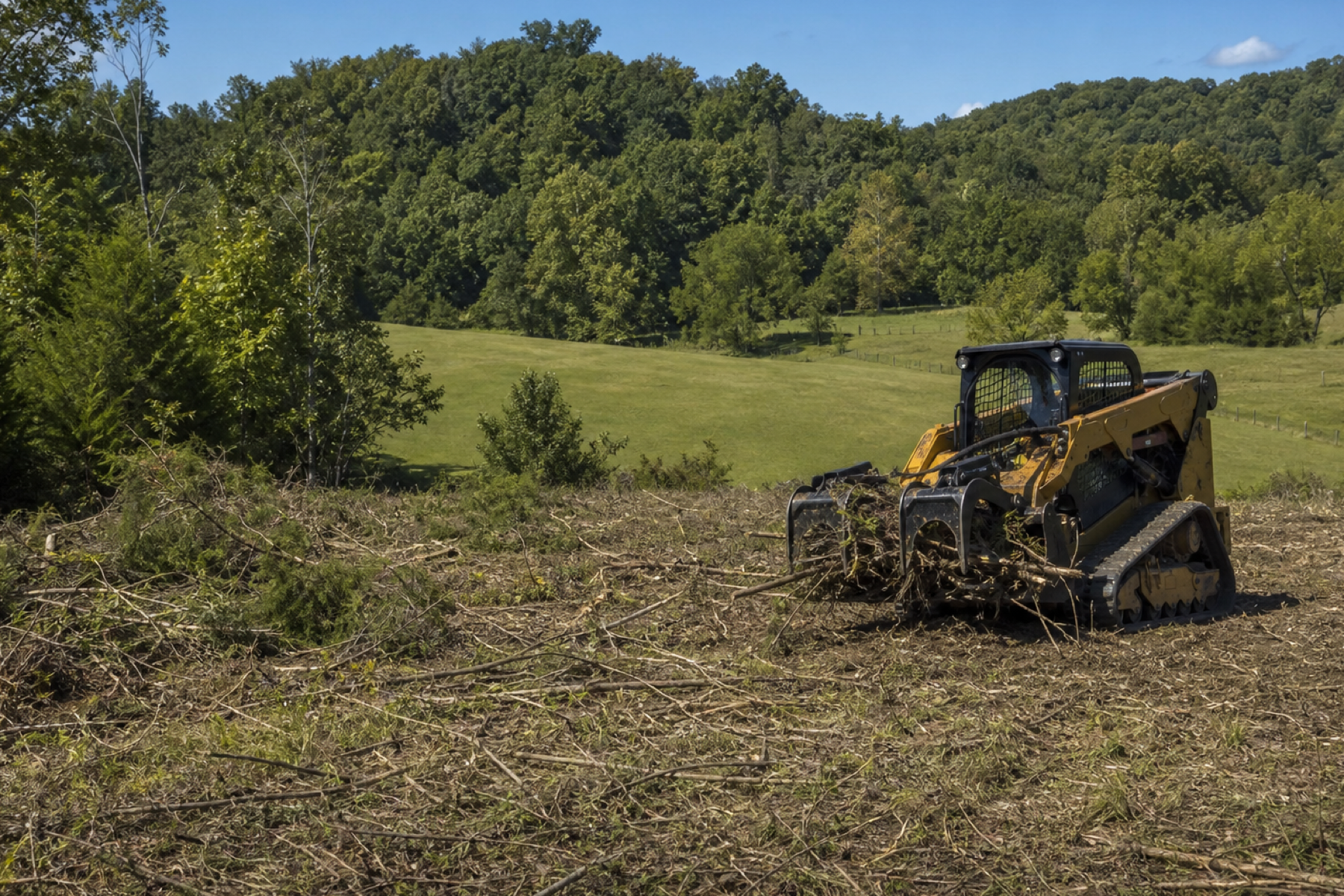 Overgrown pasture being reclaimed from brush and cedar encroachment
