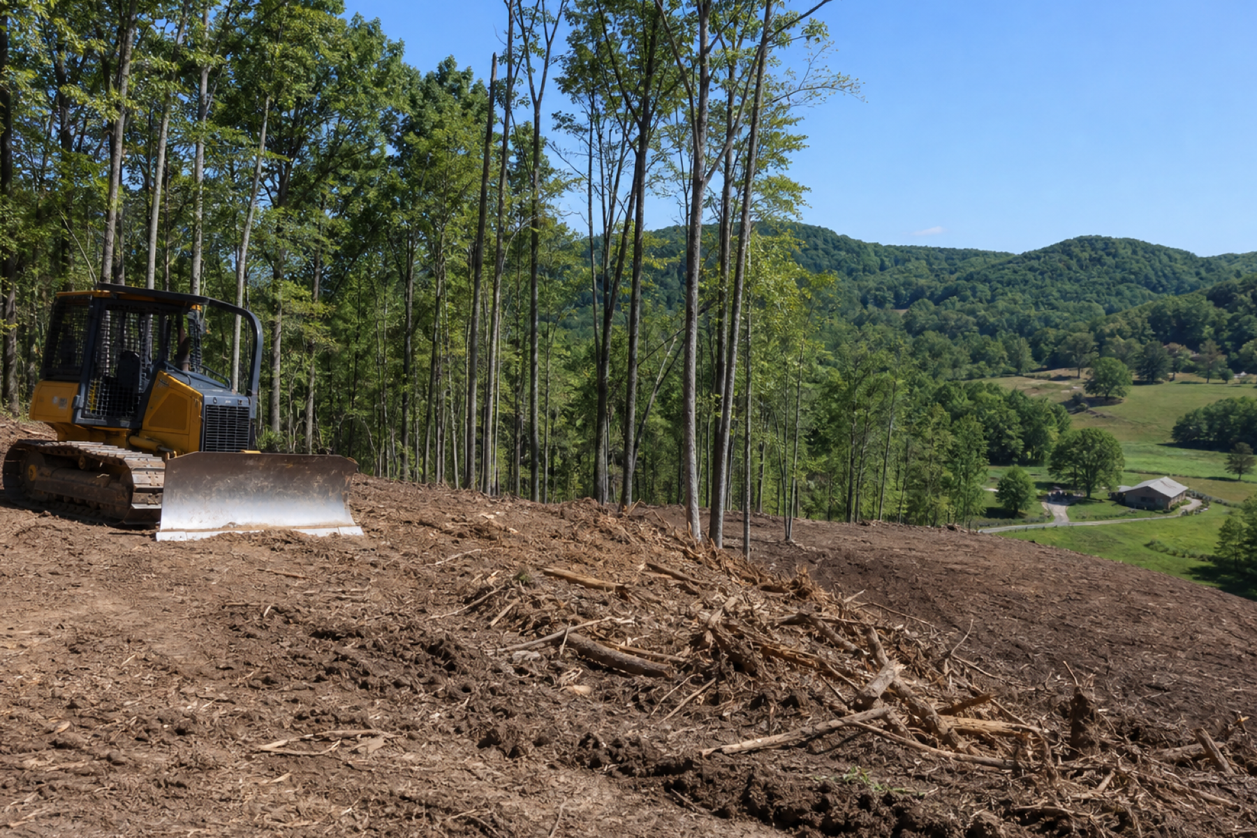Wooded lot being cleared for a new home site