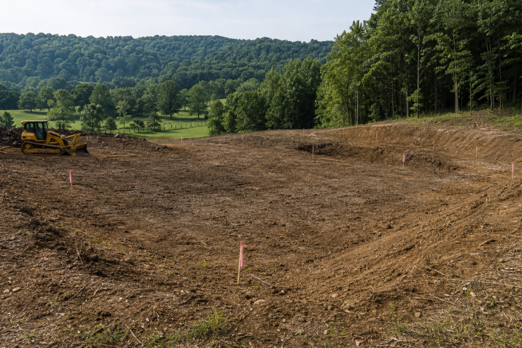 Cleared site prepared for a new pond