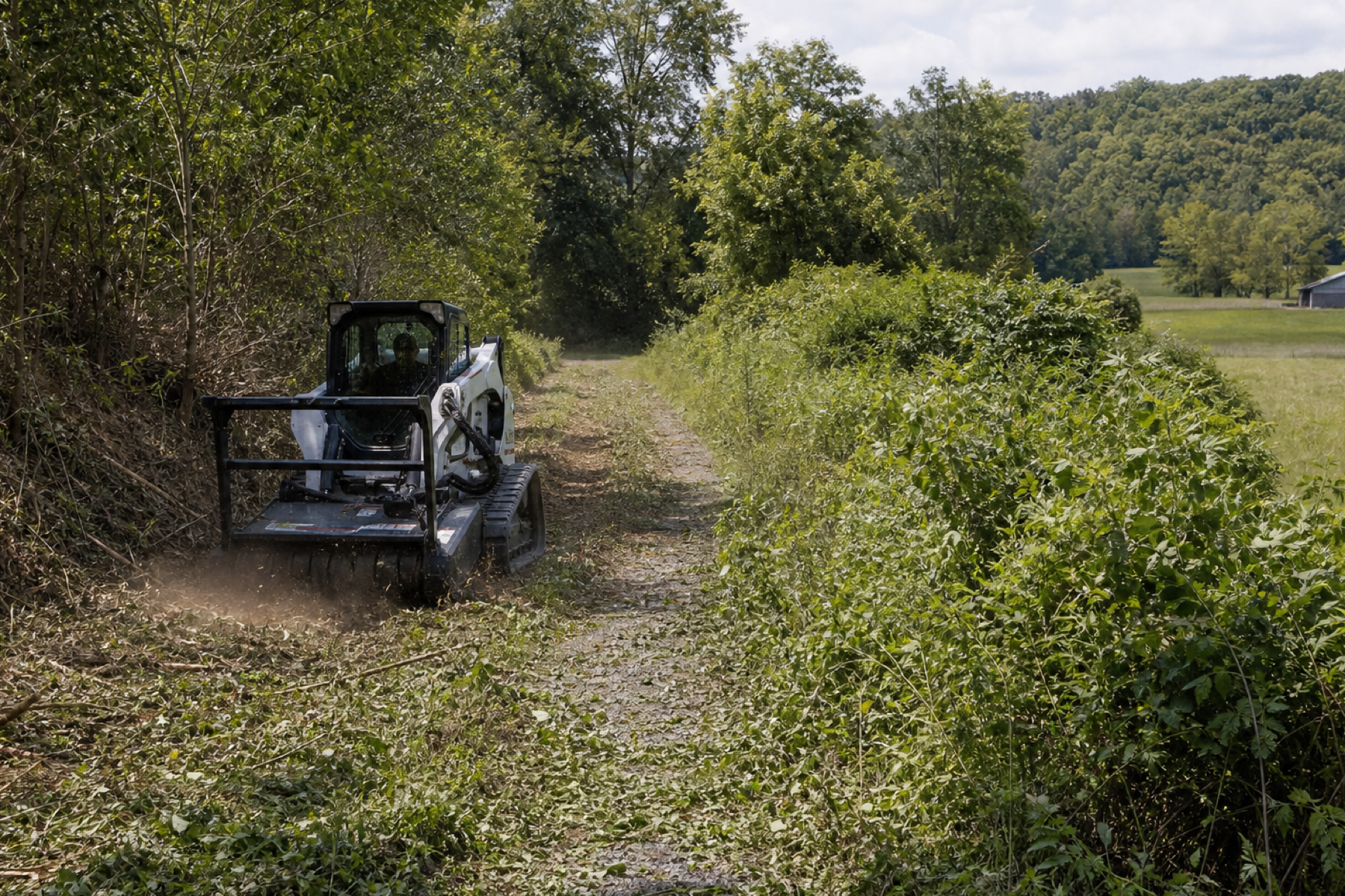 Overgrown farm road being reopened