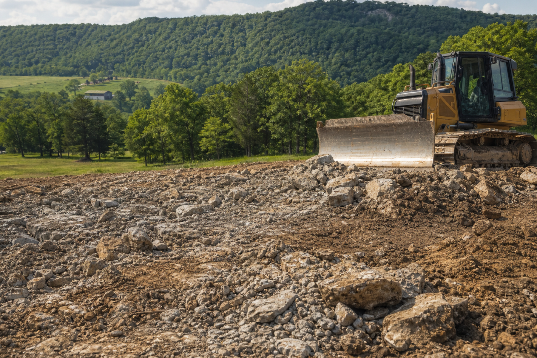 Rocky ground during land preparation