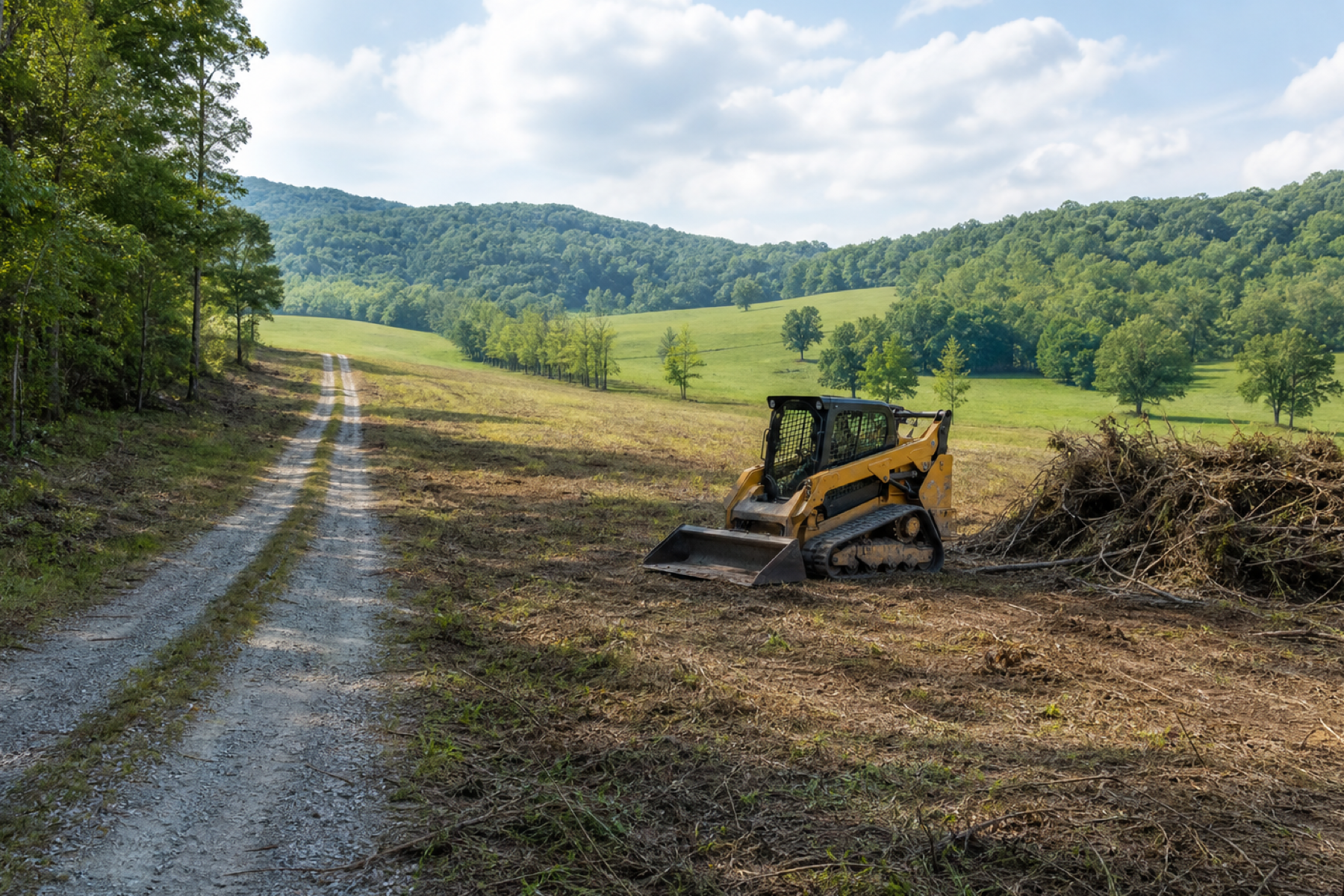 Reclaimed pasture with cleared fence lines and improved access across rural acreage